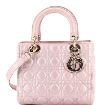 Christian Dior Lady Dior Bag Cannage Quilt Metallic Leather Medium