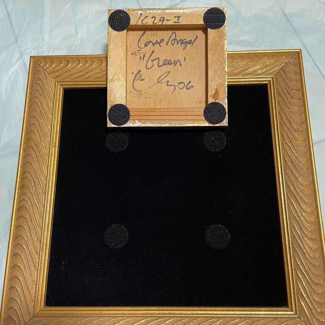 Andy Lakey - Love Angels Pink & Green Original Textured Painting On Wood Signed