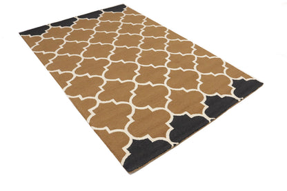 Caramel Brown Trellis Design 5X8 Hand-Tufted