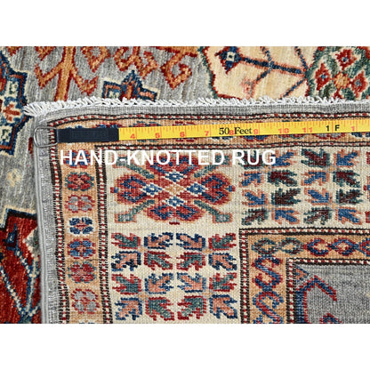 4'X6' Dolphin Gray Afghan Super Kazak Geometric Elements Oriental Rug