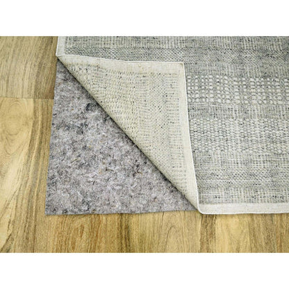 6'1"X9' Gray Natural Wool Rug Hand Knotted Oxidized Grass Design Oriental