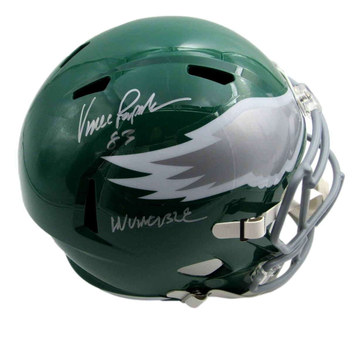 Vince Papale Eagles Signed/Inscribed Full Size Replica Helmet Beckett 199609