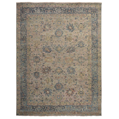 9'X11'9" Beaver Brown Antiqued Ziegler Mahal Design Wool Hand Knotted Rug