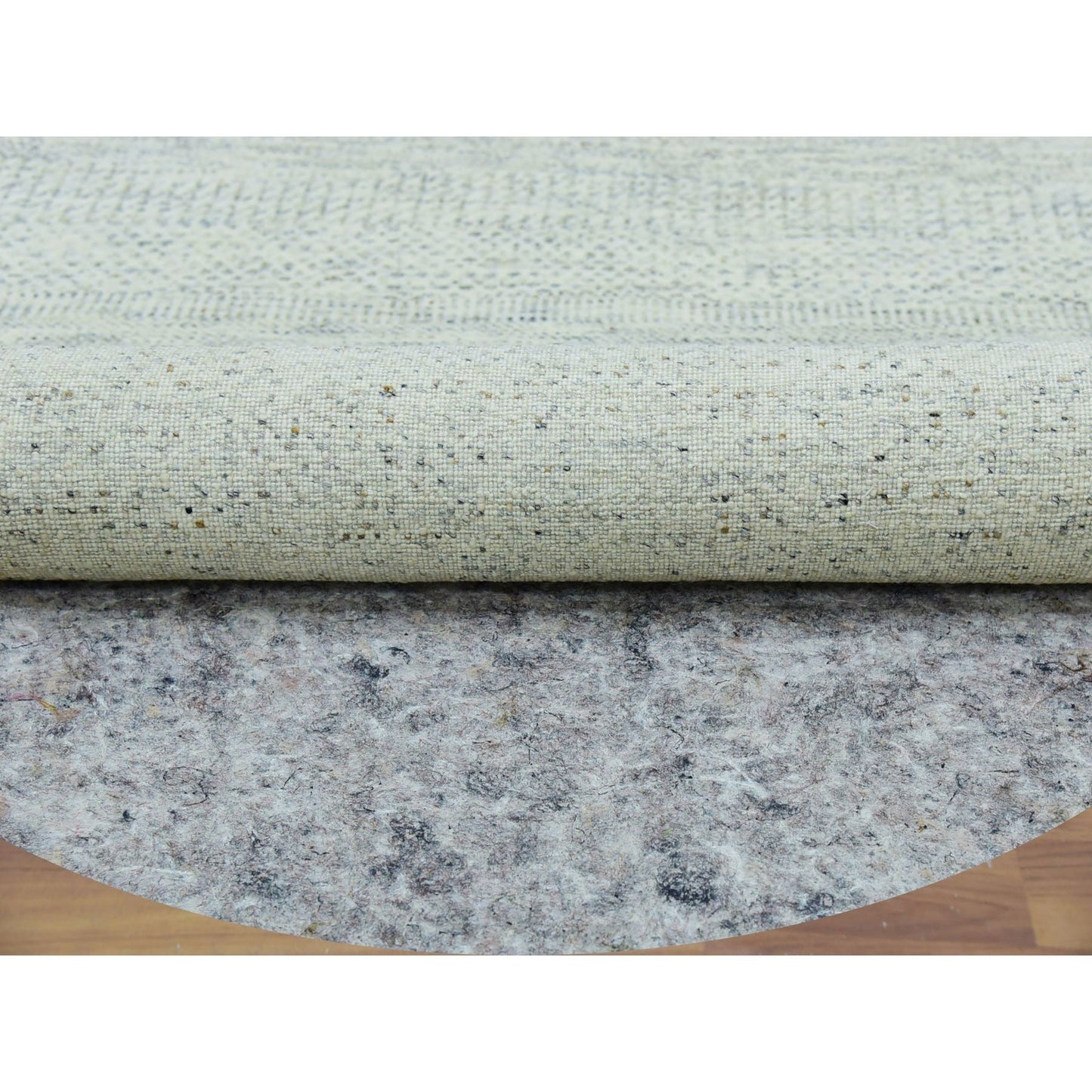 6'X6' Wickham Gray Hand Knotted Grass Design Modern Undyed Wool Round Rug