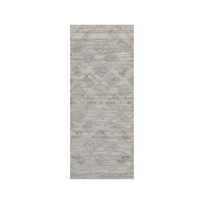 2'6"X6'3" Ivory Hand Knotted Modern Design Undyed Natural Wool Runner Rug