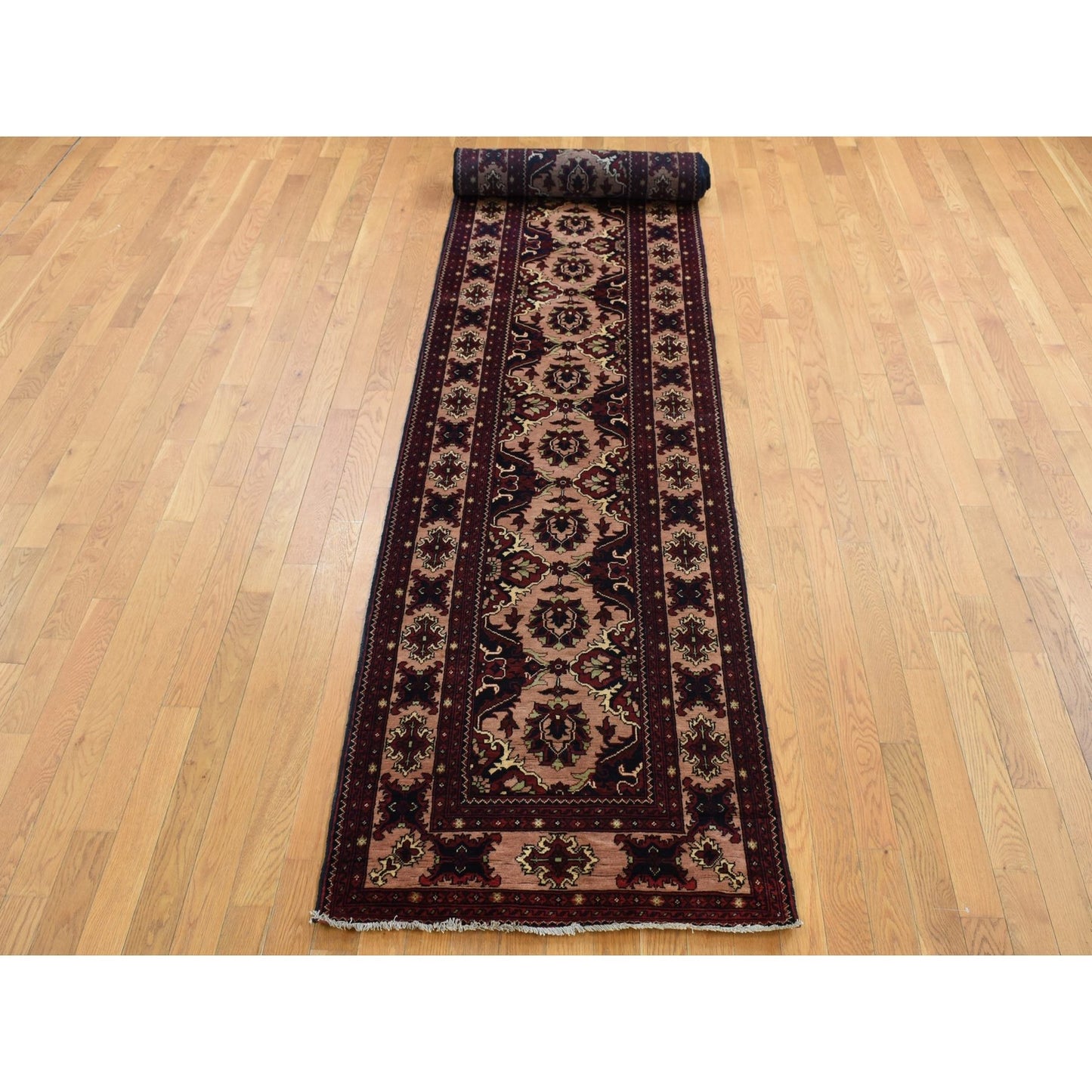 2'10"x18'10" Red Afghan Khamyab Shiny Wool Hand Knotted XL Runner Rug