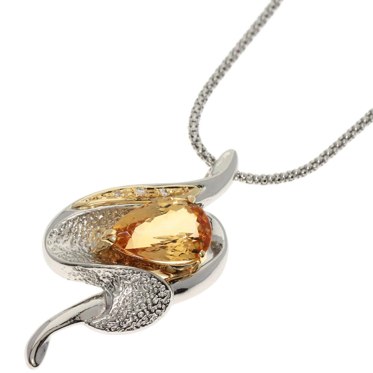 3.47ct Imperial Topaz Diamond Necklace Platinum