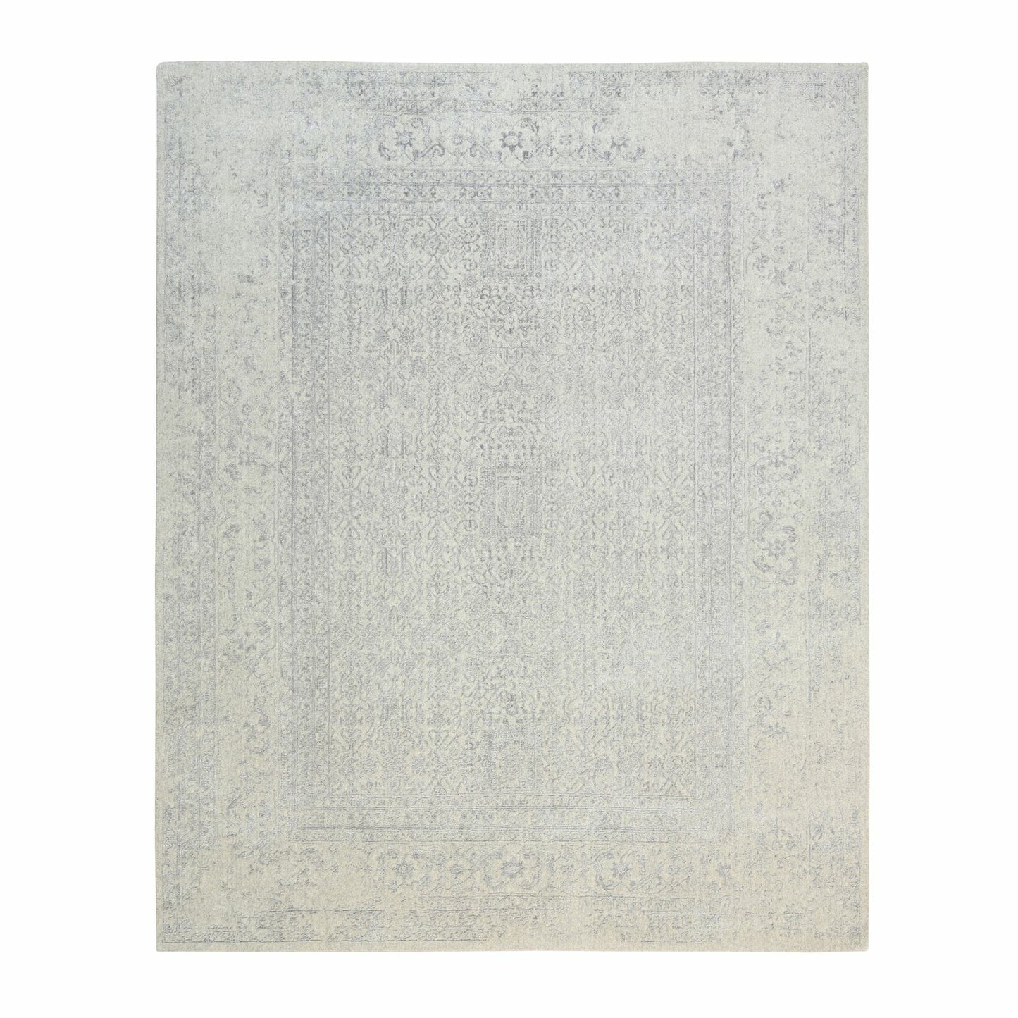 8'X10'1" Beige Hand Loomed Fine Jacquard Wool And Art Silk Oriental Rug
