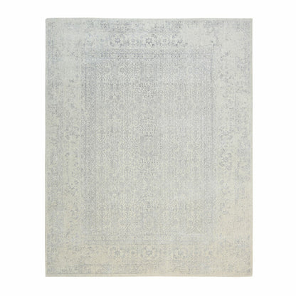 8'X10'1" Beige Hand Loomed Fine Jacquard Wool And Art Silk Oriental Rug
