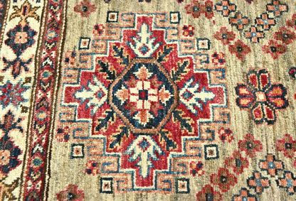 Tribal Geometric Kazak Oriental Rug Small Farmhouse Bedroom Carpet 3X4 ft