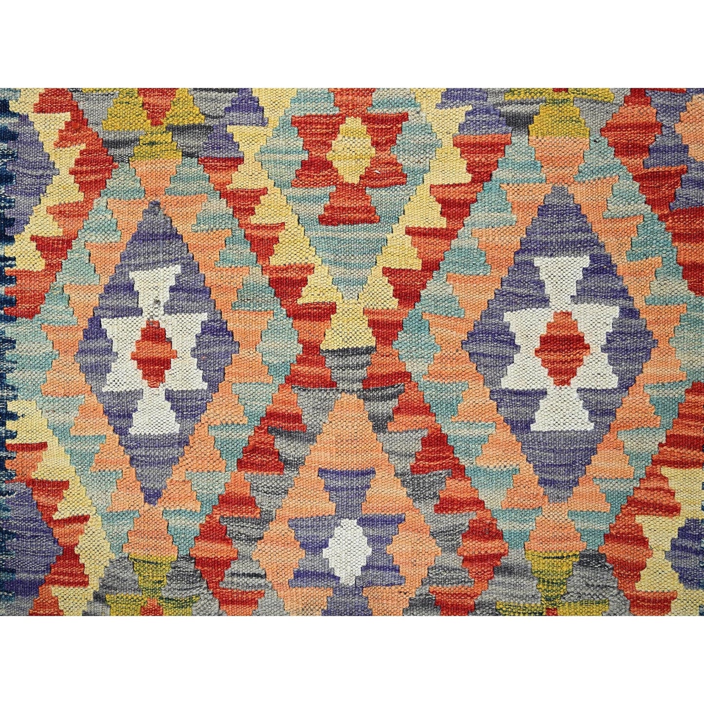 3'4"X5' Colorful Afghan Kilim Flat Weave 100% Wool Hand Woven Rug
