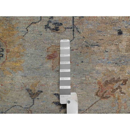 2'1"X3' Gray Broken Pattern Oushak Design 100% Wool Hand Knotted Mat Rug
