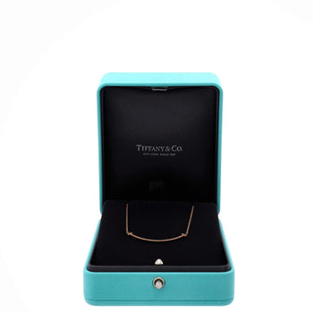 Tiffany & Co. T Smile Pendant Necklace 18K Rose Gold With Diamonds Small