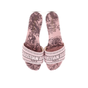 Christian Dior Women'S Dway Flat Sandals Embroidered Canvas