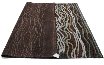 Handmade Modern Waves Area Rug High-Low Relief