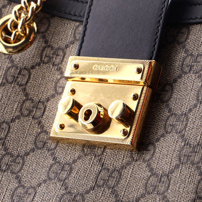 Gucci Padlock Chain Tote Gg Coated Canvas With Leather Small
