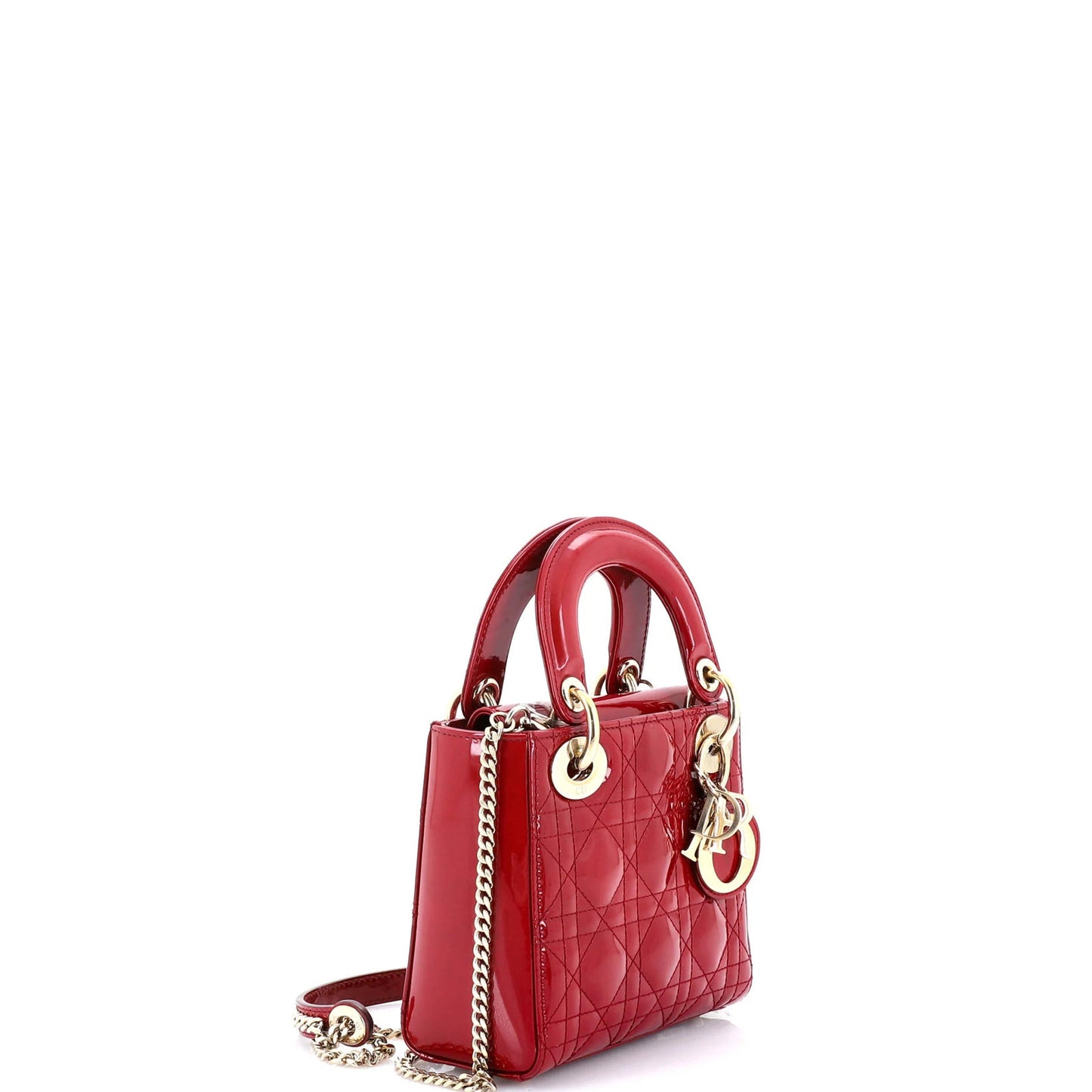 Christian Dior Lady Dior Chain Bag Cannage Quilt Patent Mini