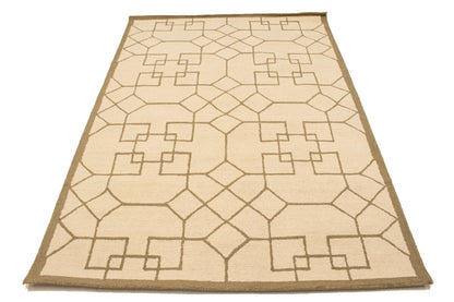 Cream Geometric Design Hand-Tufted Modern Wool