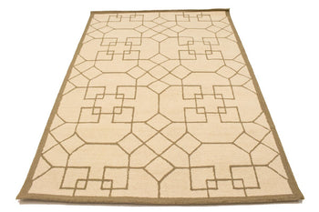 Cream Geometric Design Hand-Tufted Modern Wool