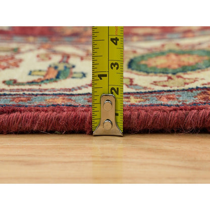 3'10"X12'1" Red Pure Wool Hand Knotted Heris Re-Creation Wide Runner Rug