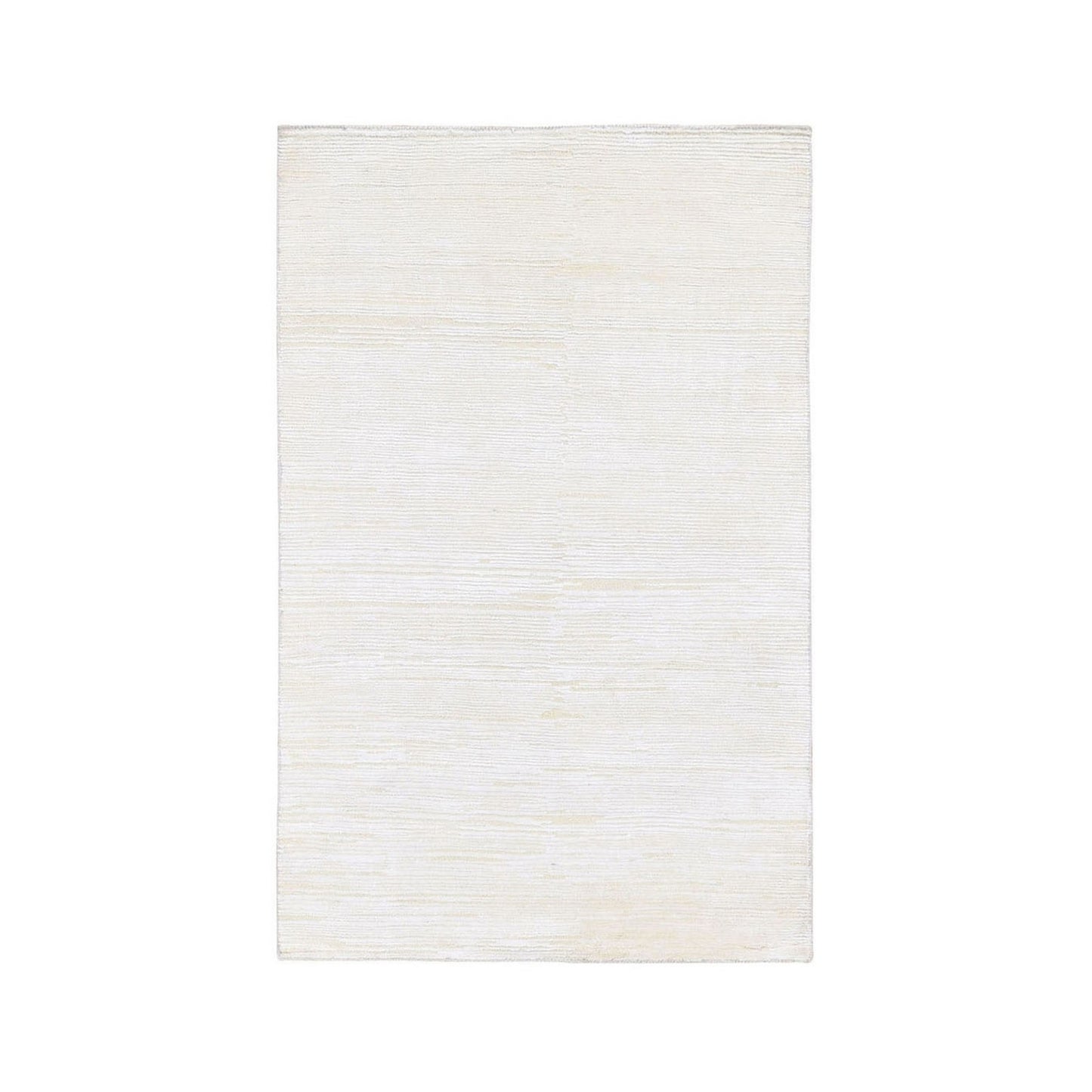 3'1"X5'1" Silk With Textured Wool Tone On Tone Striae Design Handmade Rug
