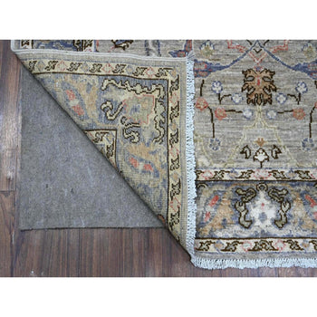 4'X12' Pastel Gray Fine Aryana Collection Wide Runner Oriental Rug