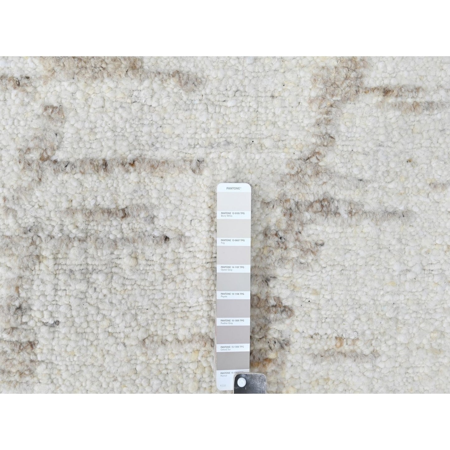 9'3"X12'2" Bone White Minimalist Swedish Design Hand Knotted Wool Rug
