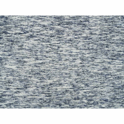 12'X12' Blue Modern Striae Design Pure Wool Hand Loomed Round Rug