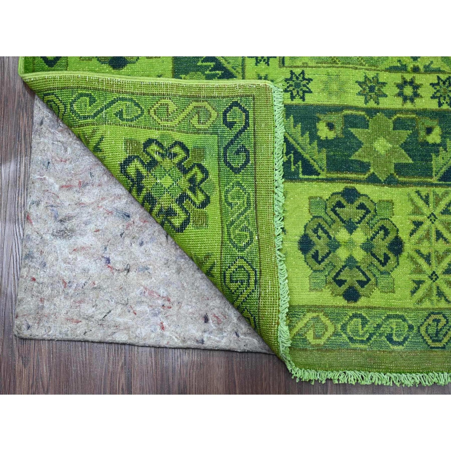 7'5"X10' Olive Green Hand Knotted Overdyed Kazak Tribal Design Wool Rug