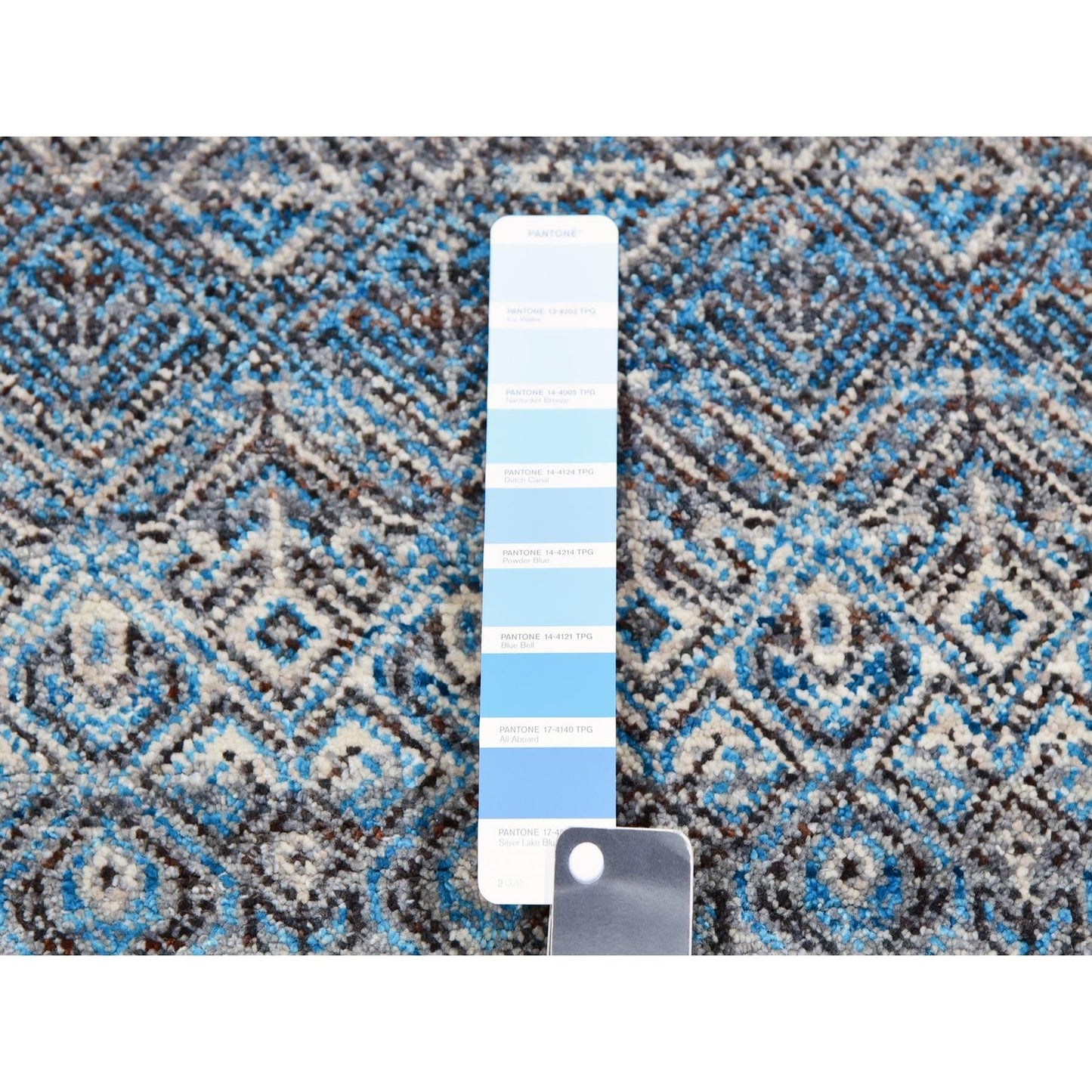 12'X12' Blue 100% Wool Hand Knotted Kohinoor Herrita Design Square Rug