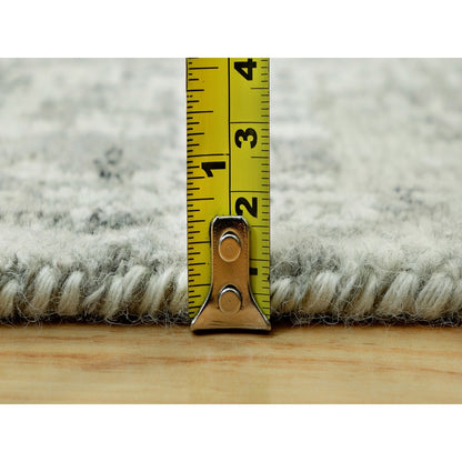 2'6"X26' Owl Gray Hand Knotted Cut And Loop Pile Modern Xl Runner Rug