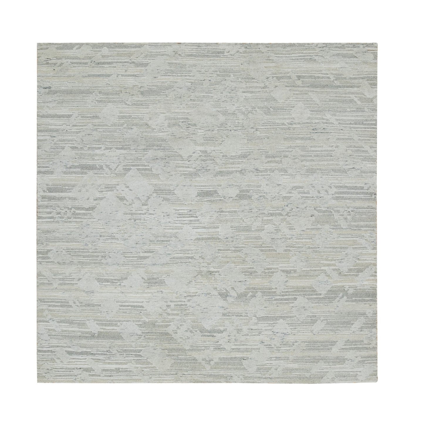 6'1"X6'2" Ivory Modern Design Undyed Natural Wool Hand Knotted Square Rug
