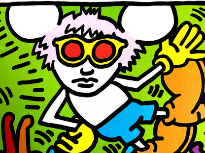 Keith Haring Lithograph 'Andy Mouse' Coa Signature Stamp