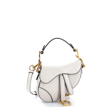Christian Dior Saddle Handbag With Strap Leather Micro