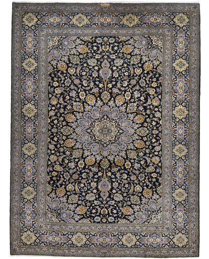 Handmade Oriental Rug Purple-Navy Medallion