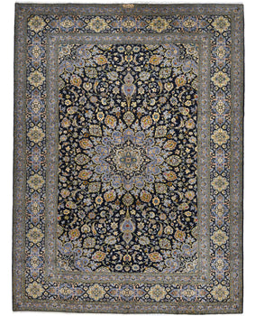 Handmade Oriental Rug Purple-Navy Medallion