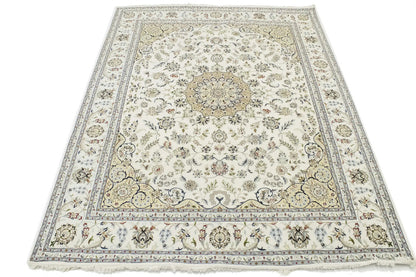 Floral Medallion Classic Indo-Nain Handmade Oriental Rug 8X10 ft
