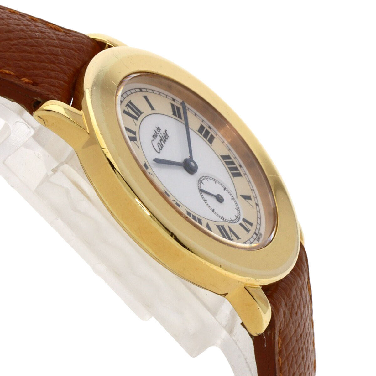 CARTIER Must2 Rondo Watches Gold Plated/Leather