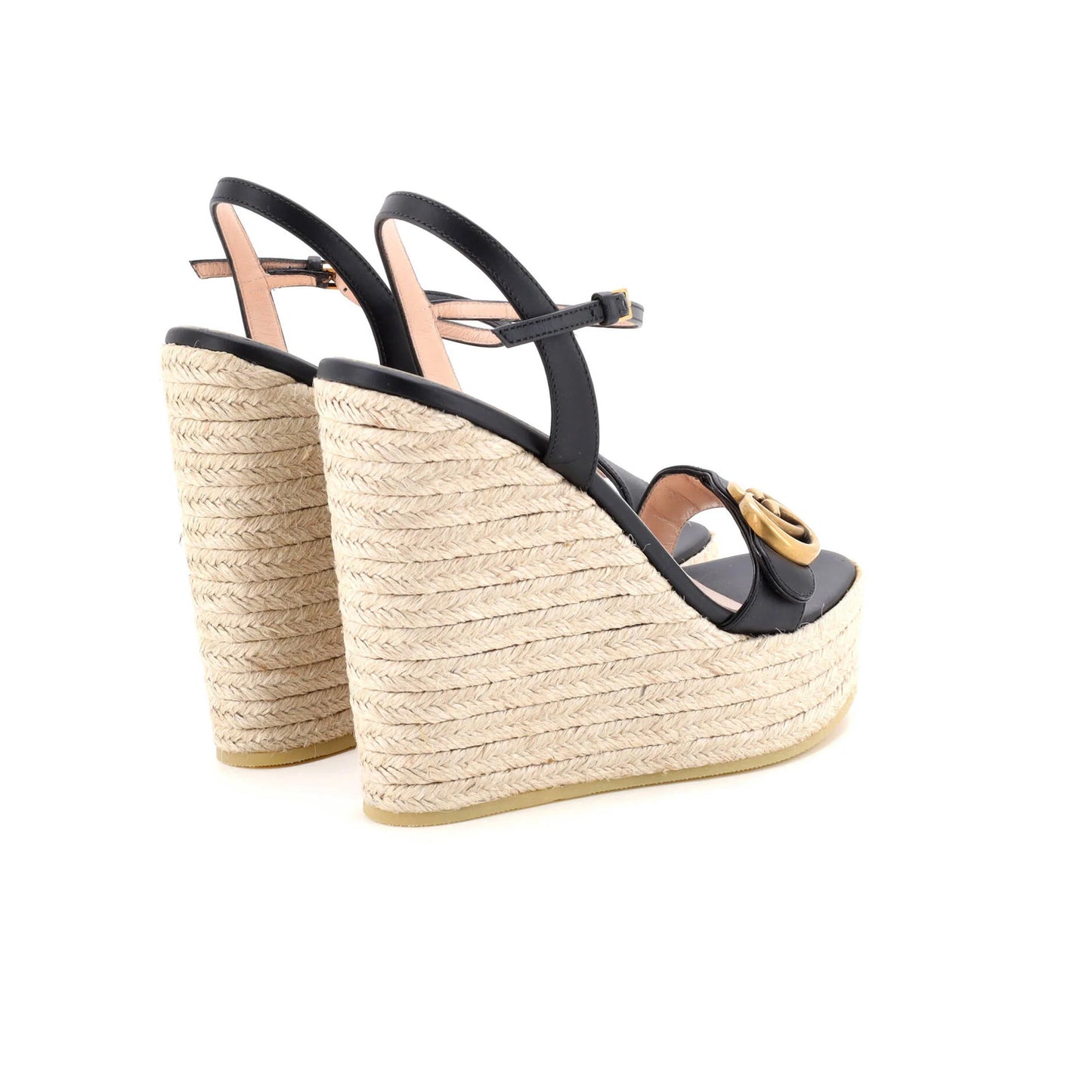 Gucci Women'S Gg Marmont Wedge Espadrille Sandals Leather