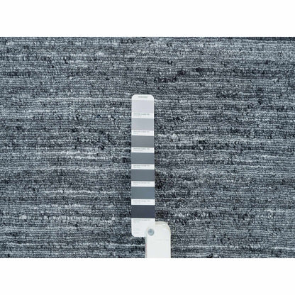 12'1"X15'1" Gray Modern Striae Design All Wool Hand Loomed Oversized Rug