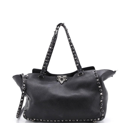 Valentino Garavani Rolling Rockstud Tote Leather With Cabochons Medium