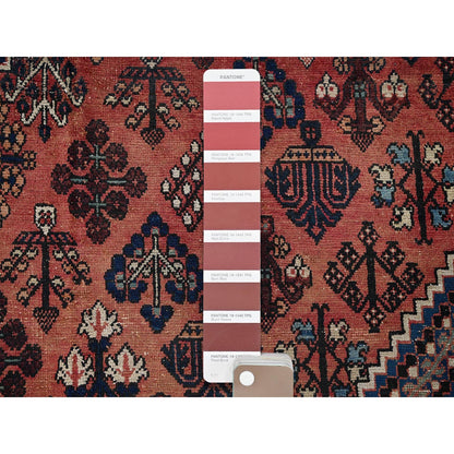 9'X12'5" Copper Red Vintage Zoroastrian Hand Knotted Pure Wool Clean Rug