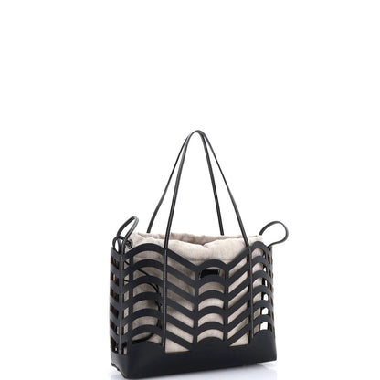 Chloe Kayan Tote Laser Cut Leather And Canvas Small