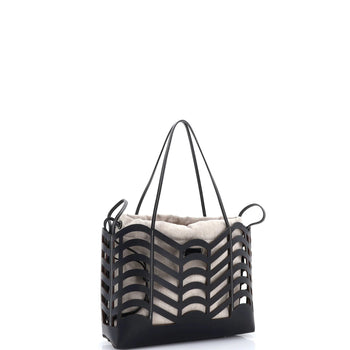 Chloe Kayan Tote Laser Cut Leather And Canvas Small