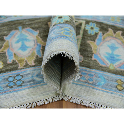 10'2"X14'1" Lace Ivory Oushak Weave And Design Pure Wool Hand Knotted Rug