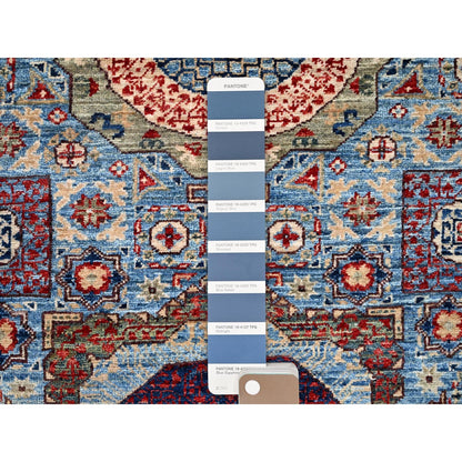 2'8"X15'4" Blue Hand Knotted Mamluk Dynasty Wool Xl Runner Oriental Rug