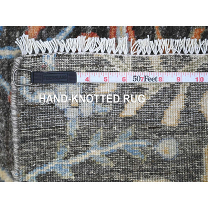 2'5"X17'9" Gray Hand Knotted Wool Peshawar Birds Paradise Xl Runner Rug