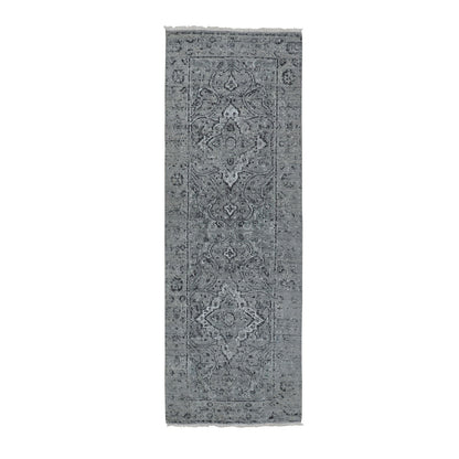 2'10"X8' Farsian Silk With Textured Wool Hand Knotted Oriental Rug