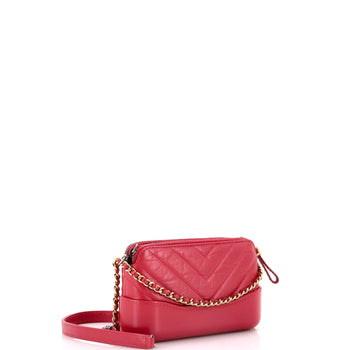 Chanel Gabrielle Double Zip Clutch With Chain Chevron Aged Calfskin
