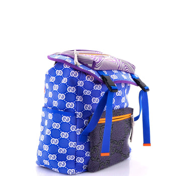 Gucci Panelled Double Buckle Backpack Gg Jacquard Nylon And Rubber Large